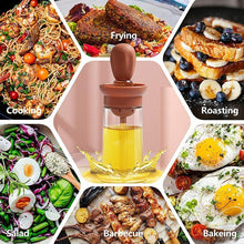 Load image into Gallery viewer, Kitchen Silicone Oil Bottle Portable Sauce Seasoning Tool Cooking Baking BBQ Quantitative Brush Dispenser Universal Accessories Glass Olive Bottle with Silicone Brush and Dropper Measuring Container for Kitchen Cooking Pancake Frying BBQ Accessories
