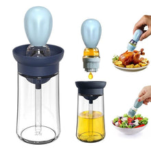 Load image into Gallery viewer, Kitchen Silicone Oil Bottle Portable Sauce Seasoning Tool Cooking Baking BBQ Quantitative Brush Dispenser Universal Accessories Glass Olive Bottle with Silicone Brush and Dropper Measuring Container for Kitchen Cooking Pancake Frying BBQ Accessories
