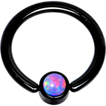 Load image into Gallery viewer, 14G 3/8 Purple Faux Opal 4mm Disc Black BCR Captive Ring
