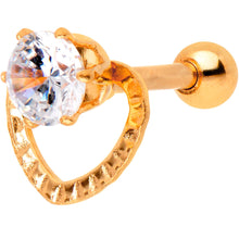 Load image into Gallery viewer, Clear CZ Gem Rose Gold Tone IP Valentine Heart Cartilage Tragus
