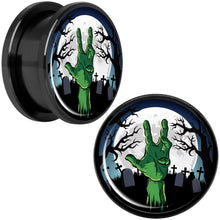 Load image into Gallery viewer, Cemetery Zombie Hand Halloween Black Anodized Plug Set 18mm
