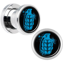 Load image into Gallery viewer, Blue Grenade Steel Screw Fit Plug Set 0G
