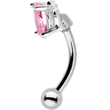 Load image into Gallery viewer, 5/16 Pink CZ Gem Big Bling Curved Eyebrow Ring

