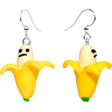 Load image into Gallery viewer, Handcrafted Silver Plated Grumpy Banana Yum Yum Fishhook Earrings
