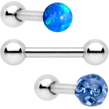 Load image into Gallery viewer, 16G 1/4 Sky Blue Faux Opal Ball Cartilage Tragus Earring 3 Pack Set
