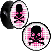 Load image into Gallery viewer, Black Acrylic Pink Black Skull Saddle Plug Set 18mm
