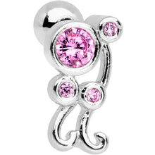 Load image into Gallery viewer, Pink CZ Gem Sassy Swirl Cartilage Tragus Earring
