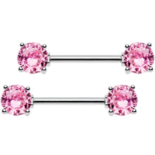 Load image into Gallery viewer, 14G 9/16 Multi Color Gem Fun Barbell Nipple Ring Pack Set of 6
