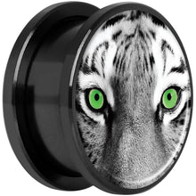 Load image into Gallery viewer, Black White Tiger Eyes Black Anodized Screw Fit Plug Set 18mm
