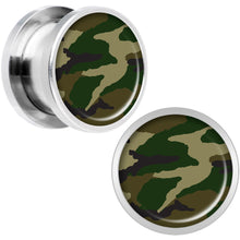 Load image into Gallery viewer, Woodland Camo Print Steel Screw Fit Plug Set 1/2
