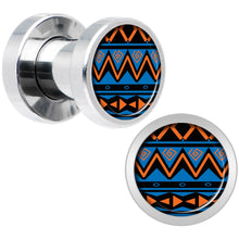 Load image into Gallery viewer, Blue Orange Tribal Print Steel Screw Fit Plug Set 4G
