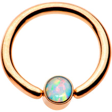 Load image into Gallery viewer, 16G 5/16 White Faux Opal Rose gold IP BCR Captive Ring
