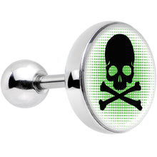 Load image into Gallery viewer, 16G 1/4 Green Black Skull Tragus Cartilage Earring
