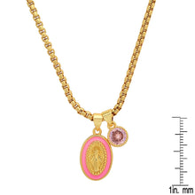 Load image into Gallery viewer, Ladies 18k Gold Plated Brass Our Lady of Guadalupe and Simulated Diamond Pendant Charms
