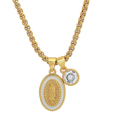 Load image into Gallery viewer, Ladies 18k Gold Plated Brass Our Lady of Guadalupe and Simulated Diamond Pendant Charms
