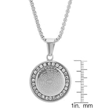 Load image into Gallery viewer, Ladies' 18K Gold Plated Stainless Steel Our Father Prayer Round Pendant with Simulated Diamonds

