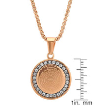 Load image into Gallery viewer, Ladies' 18K Gold Plated Stainless Steel Our Father Prayer Round Pendant with Simulated Diamonds
