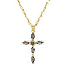 Load image into Gallery viewer, Ladies 18k Gold/White Gold Plated Brass Simulated Cross Pendant

