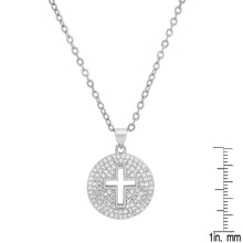 Load image into Gallery viewer, Ladies 18k White Gold/Gold Plated Brass Simulated Diamonds Round Cross Pendant
