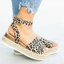 Load image into Gallery viewer, Ladies Elegant Leopard Shoes For Women High Heels Sandals Summer Flip Flop Platform Sandals High Platform Sandals Thick Bottom Belt Buckle Shoes Adjustable Strap Sandals
