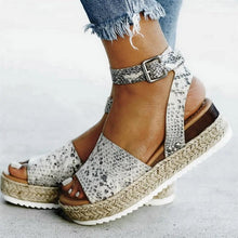 Load image into Gallery viewer, Ladies Elegant Leopard Shoes For Women High Heels Sandals Summer Flip Flop Platform Sandals High Platform Sandals Thick Bottom Belt Buckle Shoes Adjustable Strap Sandals
