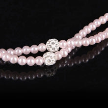 Load image into Gallery viewer, Ladies Luxury Pearl Necklace Pink Earphones With Mic Excellent Sound Quality Stereo Earphones For Everyday Use
