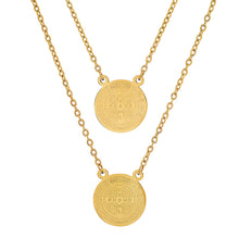 Load image into Gallery viewer, Ladies St. Benedict Double Circle Laser Engraved Scapular Religious Necklace
