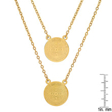 Load image into Gallery viewer, Ladies St. Benedict Double Circle Laser Engraved Scapular Religious Necklace
