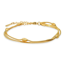 Load image into Gallery viewer, Ladies Stainless Steel Double Layered Snake Beaded Chain Bracelet
