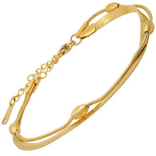 Load image into Gallery viewer, Ladies Stainless Steel Double Layered Snake Beaded Chain Bracelet
