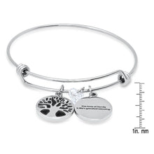 Load image into Gallery viewer, Ladies Stainless Steel The Love of Family, Tree of Life and Heart Shape Swarovski Crystal Bangle

