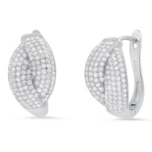 Load image into Gallery viewer, Ladies Sterling Silver and Simulated Diamonds Braid Hoops Earrings
