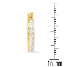 Load image into Gallery viewer, Ladies Sterling Silver and Simulated Diamonds Round Hoop Earrings
