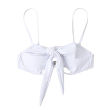 Load image into Gallery viewer, Ladies Summer Solid Color  Swimsuit Female Detachable Shoulder Strap Halter Bikini Women's Bikini Swimsuits One Piece Bathing Suits Tie Knot Cutout Swimwear with Crisscross Design
