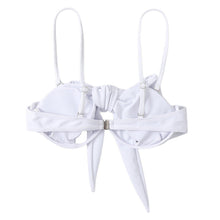 Load image into Gallery viewer, Ladies Summer Solid Color  Swimsuit Female Detachable Shoulder Strap Halter Bikini Women's Bikini Swimsuits One Piece Bathing Suits Tie Knot Cutout Swimwear with Crisscross Design
