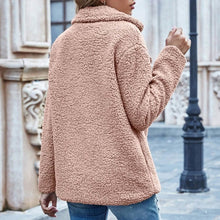 Load image into Gallery viewer, Lapel Collar Double Button Teddy Coat
