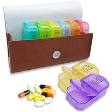 Load image into Gallery viewer, Large Daily Pill Box Medicine Organizer with PU Leather Case
