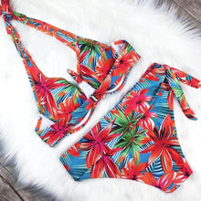Load image into Gallery viewer, Large Size Swimsuit Women High Waist Bikini Swimwear Women High Waisted Bikini Set Two Piece Swimsuits Tummy Control Bathing Suits With Shorts Push Up Swim Wear Female Bandage Bikini Set Bathing Suit Women
