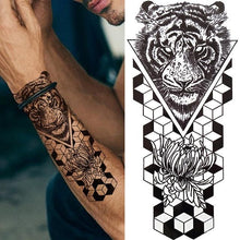 Load image into Gallery viewer, Large Wolf Tiger Black Tattoo Sticker Evil Death Temporary Tattoo Waterproof Big Tattoo Stickers For Mens Womens
