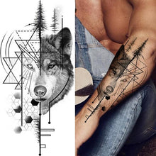 Load image into Gallery viewer, Large Wolf Tiger Black Tattoo Sticker Evil Death Temporary Tattoo Waterproof Big Tattoo Stickers For Mens Womens
