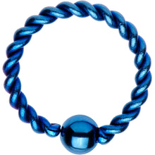 Load image into Gallery viewer, 16G 5/16" Light Blue IP So Twisted Captive Style Seamless Ring

