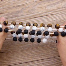 Load image into Gallery viewer, Lava Stone Combination Cubic Zircon Beads Bracelet Natural Red Tiger Eye Black Matte Onyx Stone Crown King Beads Bracelet For Men Women Fashion Charm Zircon Head Elastic Adjustable Bracelet Set Luxury Design
