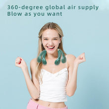 Load image into Gallery viewer, Lazy Person Leafless Neck Hanging Fan With Multiple Wind Speeds Adjustable Portable USB Charging Outdoor Small Fan Rechargeable Battery Operated Personal Fan Wearable Cooling Neck Fan Perfect for Travel
