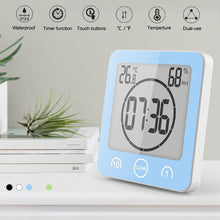 Load image into Gallery viewer, LCD Screen Waterproof Digital Bathroom Digital Bathroom Shower Kitchen Clock Timer with Alarm Waterproof for Water Splashes Visual Countdown Timer Time Management  Wall Clock Temperature Humidity Countdown Time Function Wash Shower Hanging Clocks Timer
