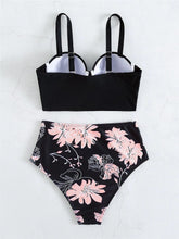 Load image into Gallery viewer, Leaf Floral Bikini Set Women Backless High-Waist Two Pieces Swimwear Beach Bathing Suits Swimsuits Women's Ruffle Bandage Bikini High Waist Bottoms Two Piece Swimsuits
