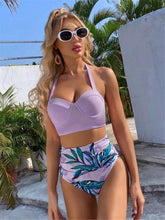 Load image into Gallery viewer, Leaf Floral Bikini Set Women Backless High-Waist Two Pieces Swimwear Beach Bathing Suits Swimsuits Women's Ruffle Bandage Bikini High Waist Bottoms Two Piece Swimsuits
