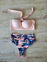 Load image into Gallery viewer, Leaf Floral Bikini Set Women Backless High-Waist Two Pieces Swimwear Beach Bathing Suits Swimsuits Women's Ruffle Bandage Bikini High Waist Bottoms Two Piece Swimsuits
