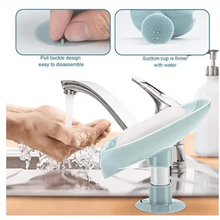Load image into Gallery viewer, Leaf Shaped Soap Dish Holder Suction Cup Soap Dish For Bathroom Shower Soap Box Sponge Soap Holder Storage Tray Soap container Soap Dish Holder Lotus Leaf Shape With Suction Cup Drain Detachable Soap Box Not Punched Toilet Bath Drain Shelf Storage
