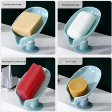 Load image into Gallery viewer, Leaf Shaped Soap Dish Holder Suction Cup Soap Dish For Bathroom Shower Soap Box Sponge Soap Holder Storage Tray Soap container Soap Dish Holder Lotus Leaf Shape With Suction Cup Drain Detachable Soap Box Not Punched Toilet Bath Drain Shelf Storage
