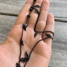 Load image into Gallery viewer, 14G 5/8 Black Gem Black Autumn Leaves Dangle Nipple Chain
